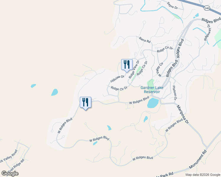 map of restaurants, bars, coffee shops, grocery stores, and more near 352 1/2 Ridge Circle Drive in Grand Junction