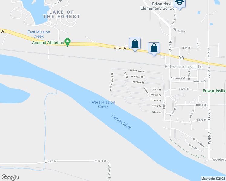 map of restaurants, bars, coffee shops, grocery stores, and more near 55 Mellott St in Edwardsville