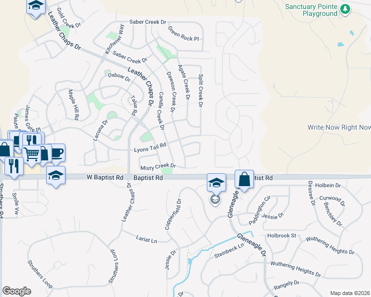 map of restaurants, bars, coffee shops, grocery stores, and more near 5 Pistol Creek Drive in Monument