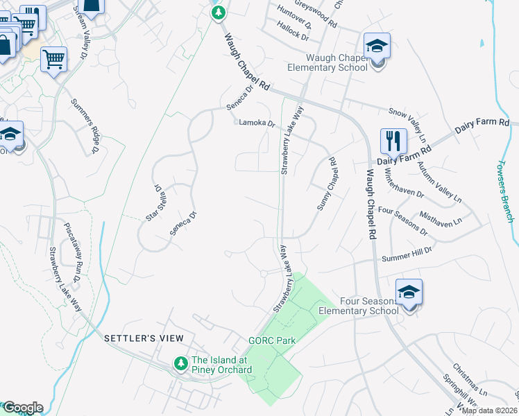 map of restaurants, bars, coffee shops, grocery stores, and more near 2424 Killarney Terrace in Odenton