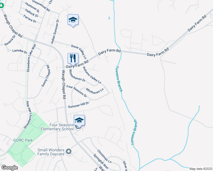 map of restaurants, bars, coffee shops, grocery stores, and more near 925 Autumn Valley Lane in Gambrills