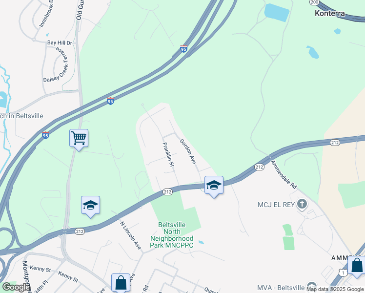 map of restaurants, bars, coffee shops, grocery stores, and more near 12006 Gordon Avenue in Beltsville