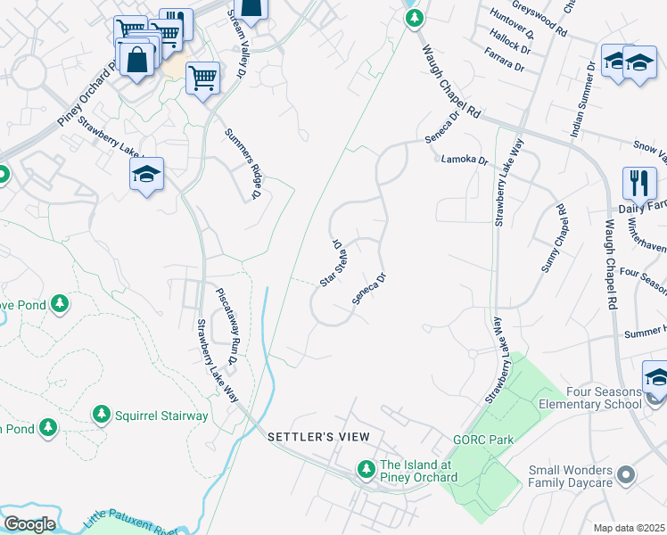 map of restaurants, bars, coffee shops, grocery stores, and more near 1554 Star Stella Drive in Odenton
