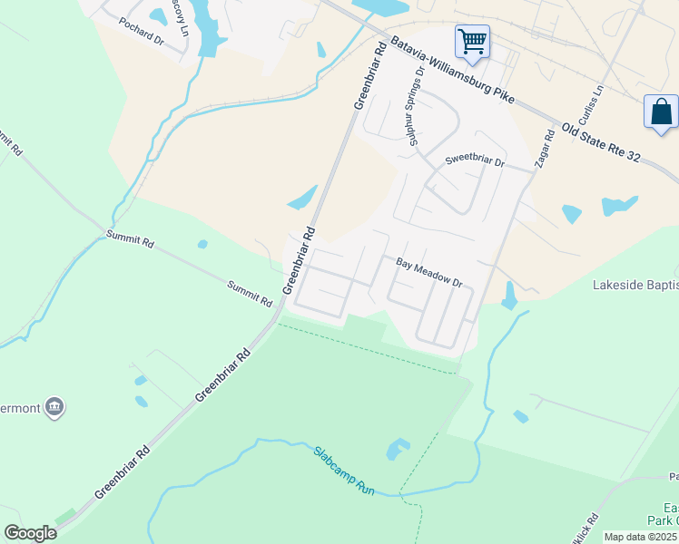map of restaurants, bars, coffee shops, grocery stores, and more near 207 East Fork Crossing in Batavia