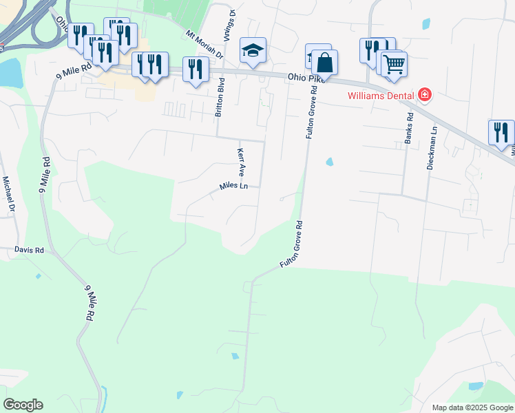 map of restaurants, bars, coffee shops, grocery stores, and more near 766 Stuart Lane in Cincinnati