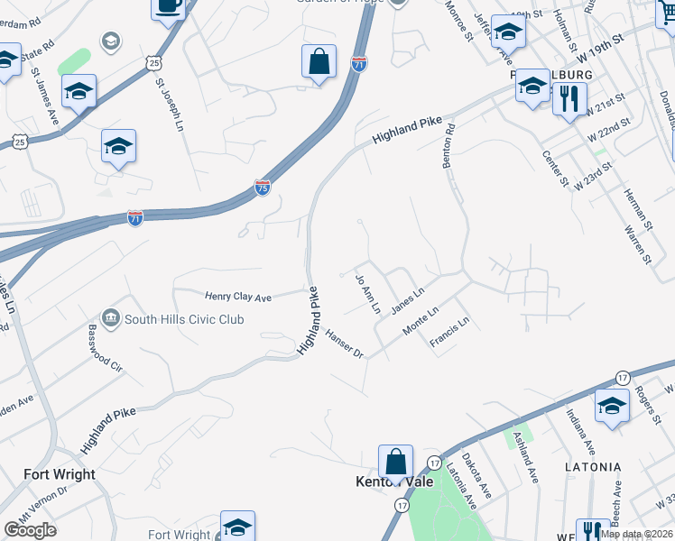 map of restaurants, bars, coffee shops, grocery stores, and more near 818 Tokay Lane in Covington