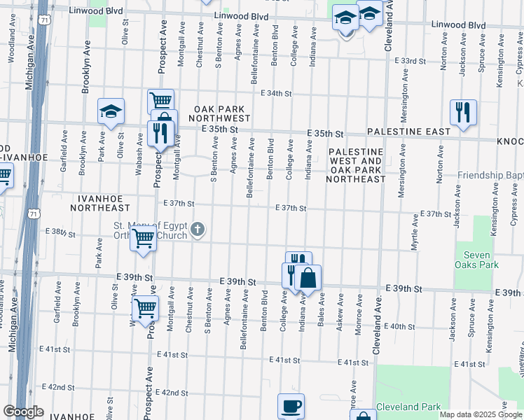 map of restaurants, bars, coffee shops, grocery stores, and more near in Kansas City