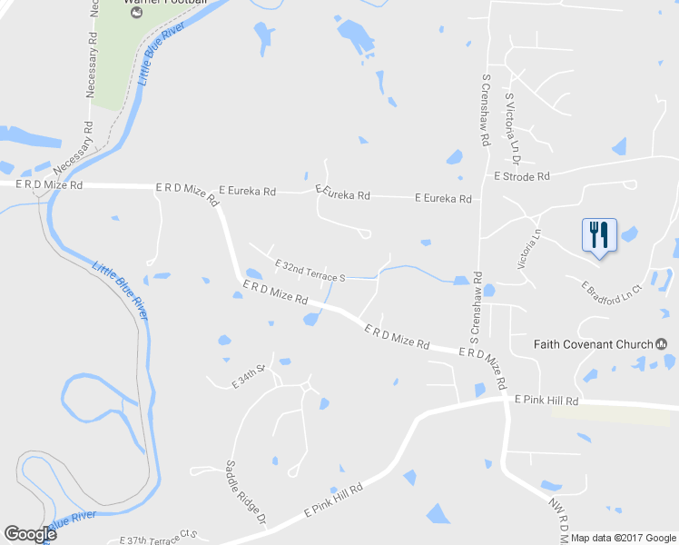 map of restaurants, bars, coffee shops, grocery stores, and more near 21704 East 32nd Terrace South in Independence