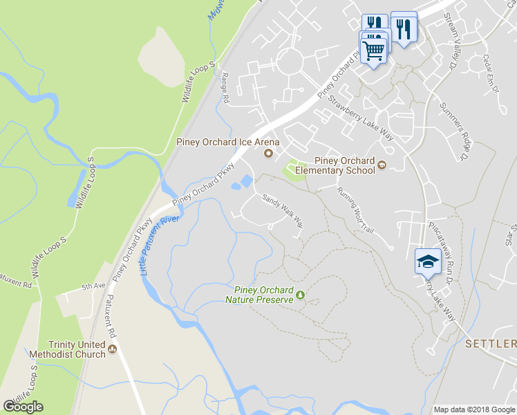 map of restaurants, bars, coffee shops, grocery stores, and more near 2304 Sandy Walk Way in Odenton