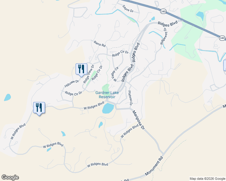 map of restaurants, bars, coffee shops, grocery stores, and more near 373 Ridges Boulevard in Grand Junction