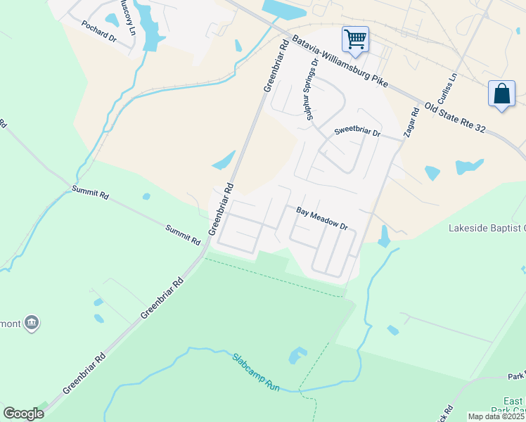 map of restaurants, bars, coffee shops, grocery stores, and more near 283 Park Meadow Drive in Batavia