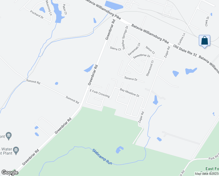 map of restaurants, bars, coffee shops, grocery stores, and more near 230 Park Meadow Drive in Batavia