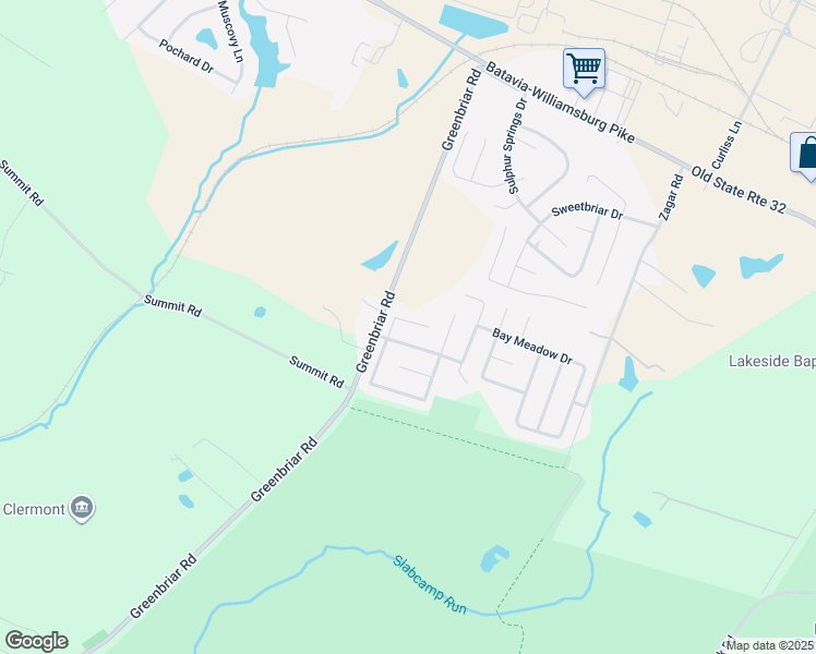 map of restaurants, bars, coffee shops, grocery stores, and more near 185 Doe Run Court in Batavia