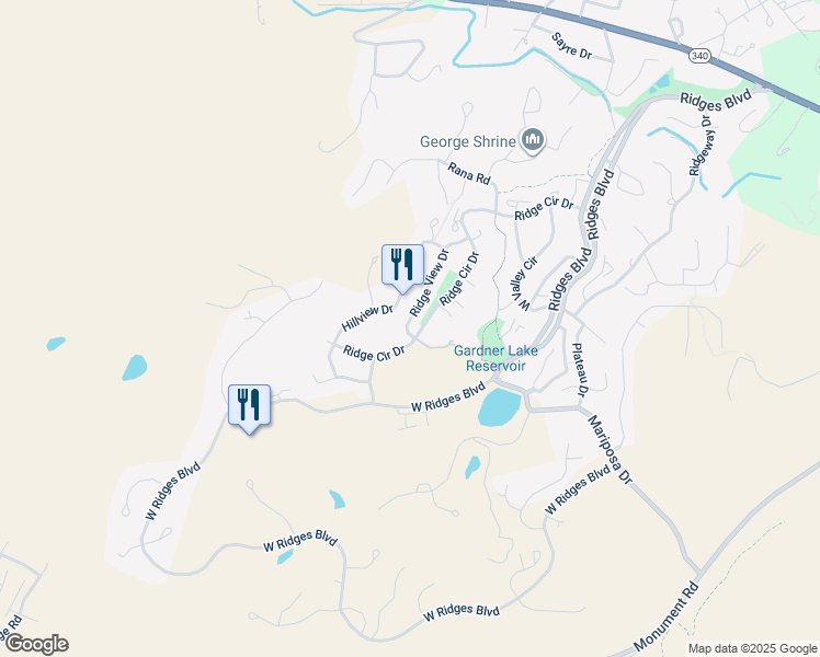 map of restaurants, bars, coffee shops, grocery stores, and more near 366 Ridge Circle Drive in Grand Junction