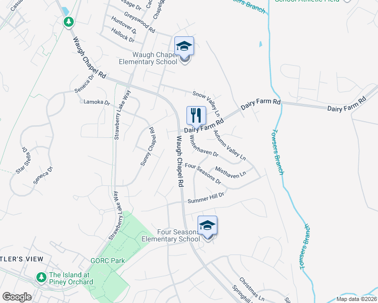 map of restaurants, bars, coffee shops, grocery stores, and more near 902 Winterhaven Circle in Gambrills