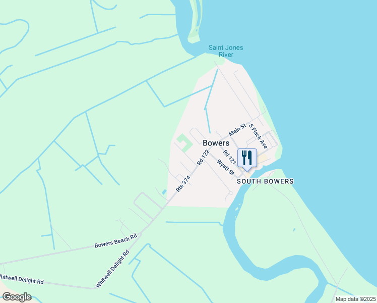 map of restaurants, bars, coffee shops, grocery stores, and more near 80 Church Street in Frederica