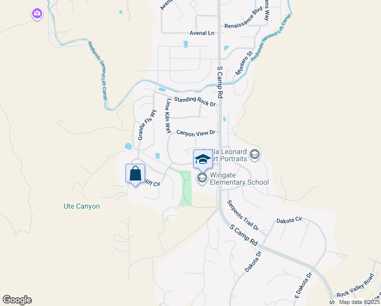 map of restaurants, bars, coffee shops, grocery stores, and more near 2188 Canyon Court West in Grand Junction