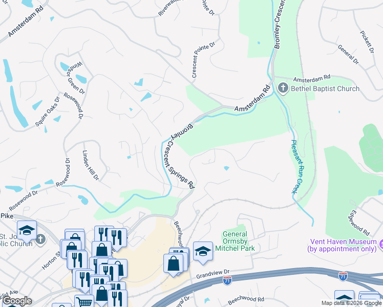 map of restaurants, bars, coffee shops, grocery stores, and more near 2120 Edenderry Drive in Fort Mitchell