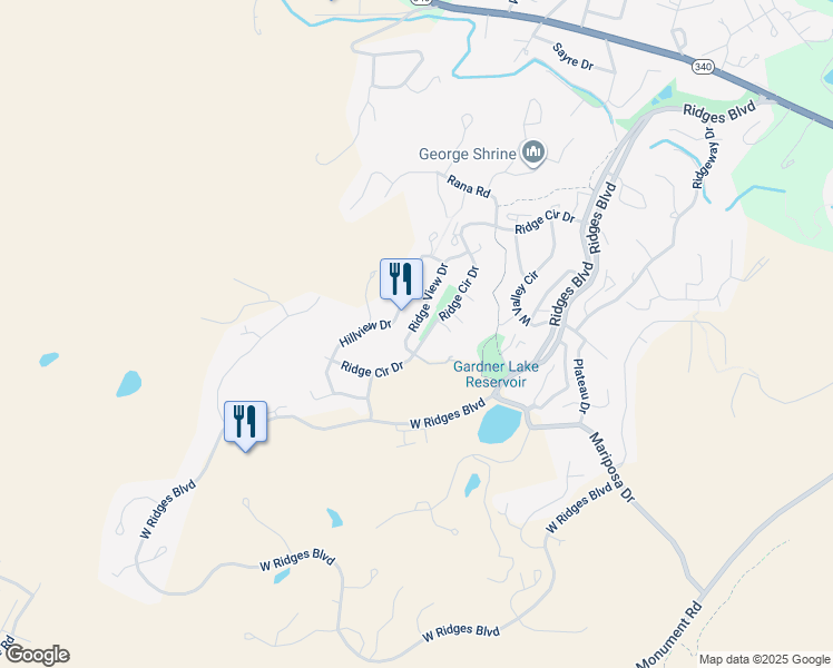 map of restaurants, bars, coffee shops, grocery stores, and more near 380A Ridge View Drive in Grand Junction