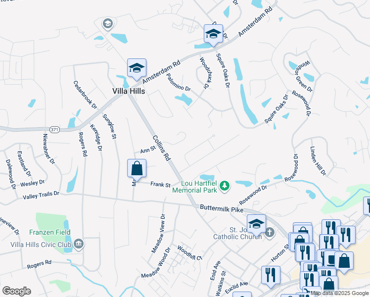 map of restaurants, bars, coffee shops, grocery stores, and more near 2457 Felice Drive in Villa Hills