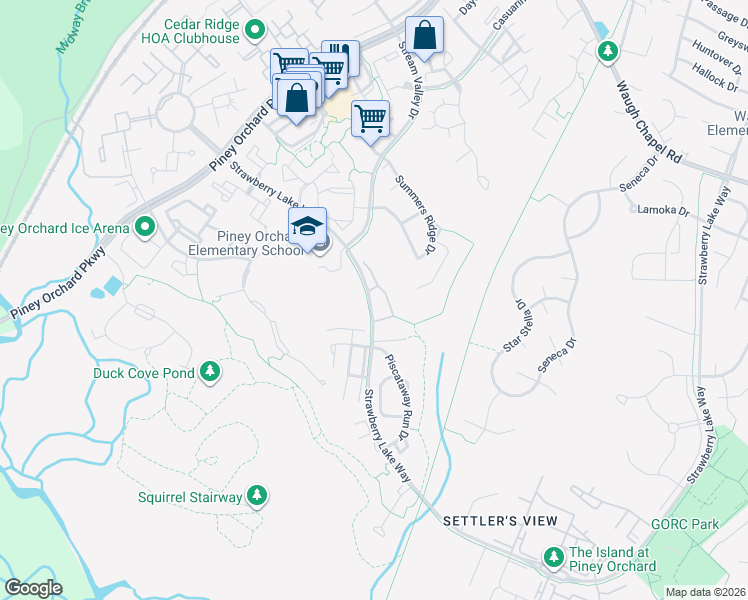 map of restaurants, bars, coffee shops, grocery stores, and more near  in Odenton