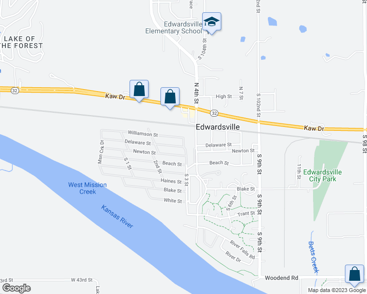 map of restaurants, bars, coffee shops, grocery stores, and more near 298 Delaware Street in Edwardsville