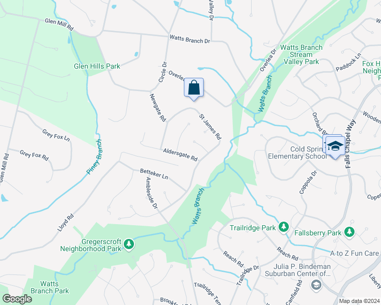 map of restaurants, bars, coffee shops, grocery stores, and more near 9709 Aldersgate Road in Rockville