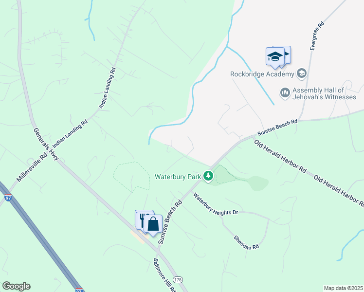 map of restaurants, bars, coffee shops, grocery stores, and more near 922 Johnson Grove Ln in Crownsville