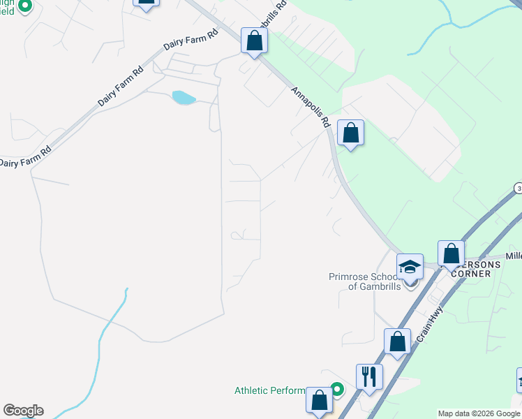 map of restaurants, bars, coffee shops, grocery stores, and more near 649 Colleen Avenue in Gambrills