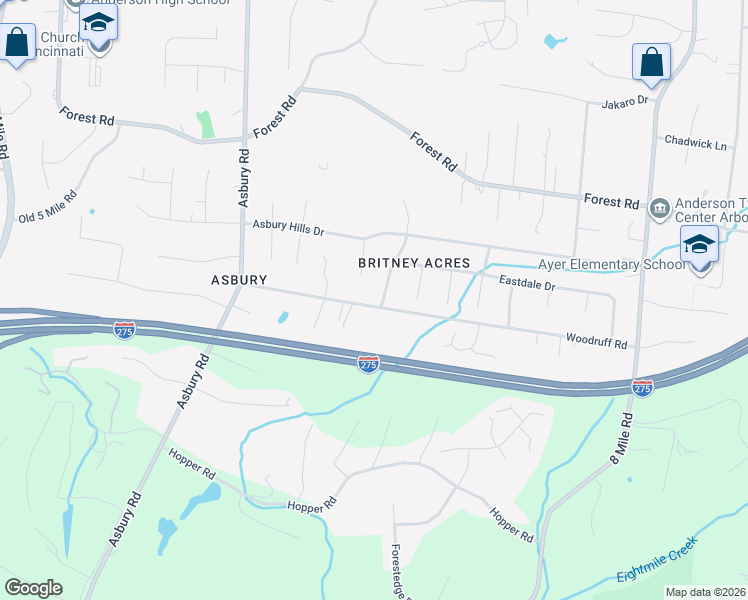 map of restaurants, bars, coffee shops, grocery stores, and more near 760 Ackley Road in Cincinnati
