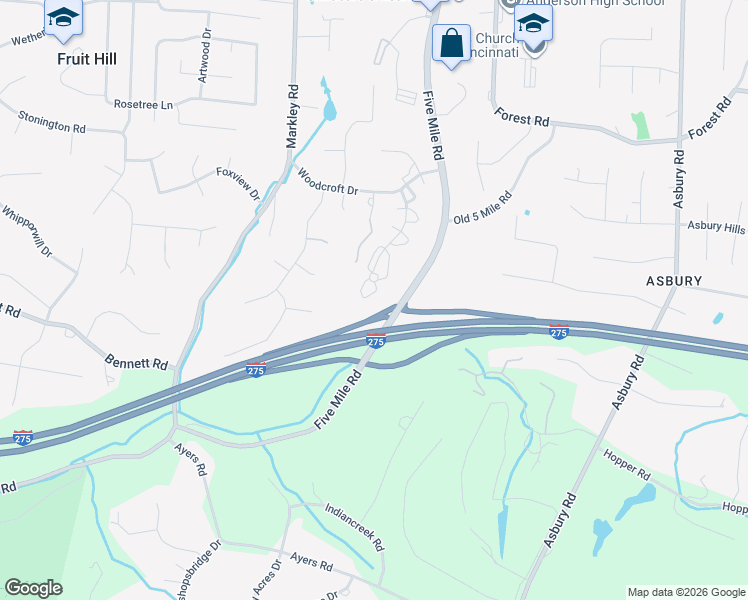 map of restaurants, bars, coffee shops, grocery stores, and more near 762 Woodlyn Drive South in Cincinnati