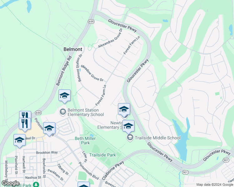 map of restaurants, bars, coffee shops, grocery stores, and more near 20117 Prairie Dunes Terrace in Ashburn
