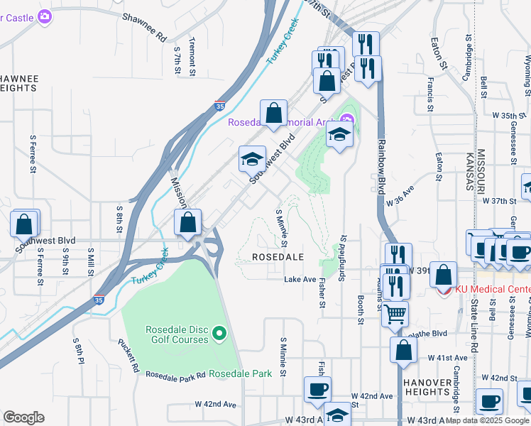 map of restaurants, bars, coffee shops, grocery stores, and more near 1040 Summit Street in Kansas City