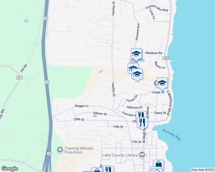 map of restaurants, bars, coffee shops, grocery stores, and more near 820 Jerry Drive in Lakeport