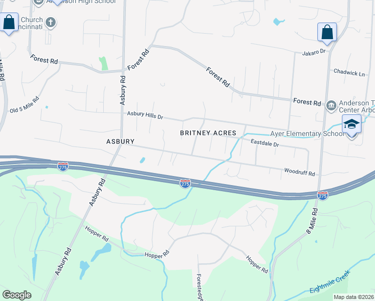 map of restaurants, bars, coffee shops, grocery stores, and more near 760 Ackley Road in Cincinnati