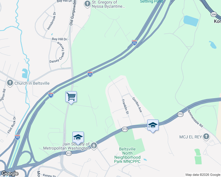map of restaurants, bars, coffee shops, grocery stores, and more near 12017 Benjamin Street in Beltsville
