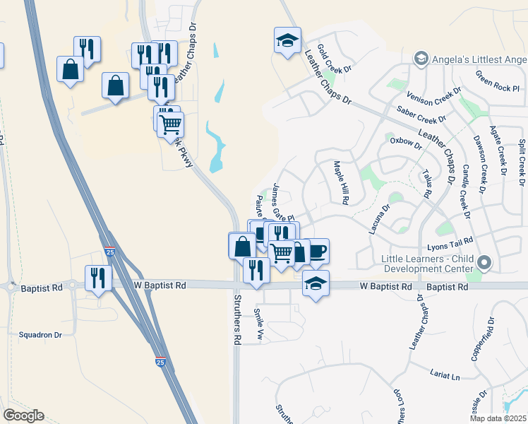 map of restaurants, bars, coffee shops, grocery stores, and more near 15691 Paiute Circle in Monument