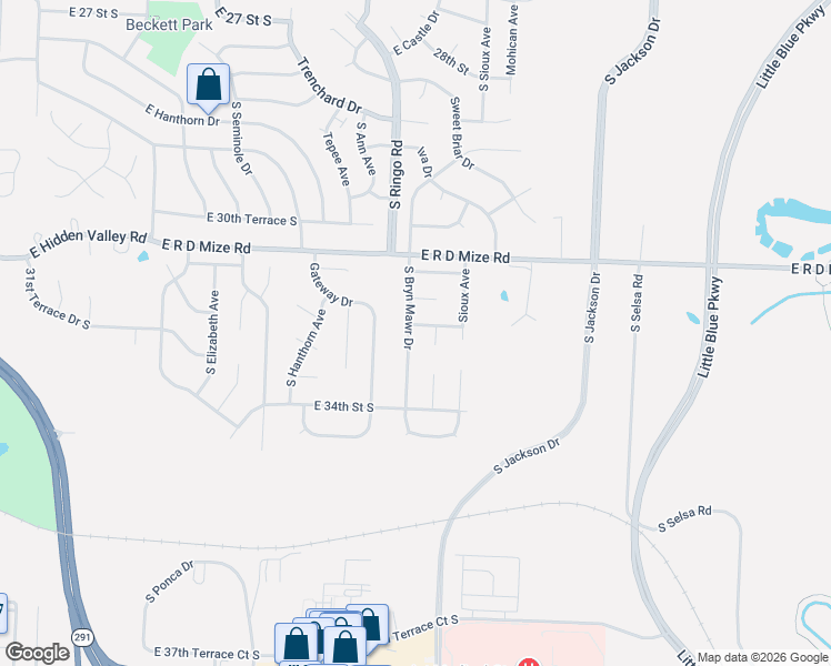 map of restaurants, bars, coffee shops, grocery stores, and more near 19201 East 32 Terrace South in Independence