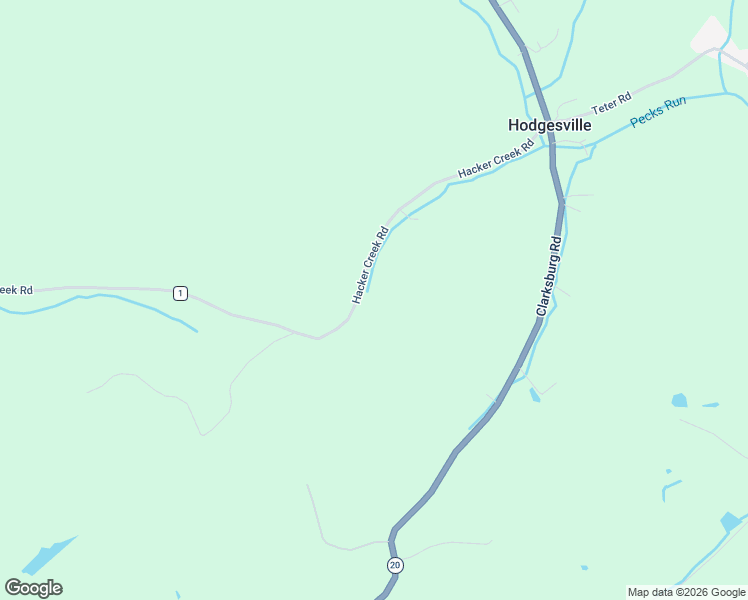 map of restaurants, bars, coffee shops, grocery stores, and more near 623 Hacker Creek Road in Buckhannon