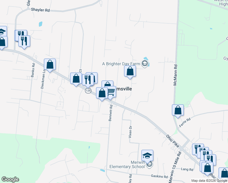 map of restaurants, bars, coffee shops, grocery stores, and more near in Withamsville