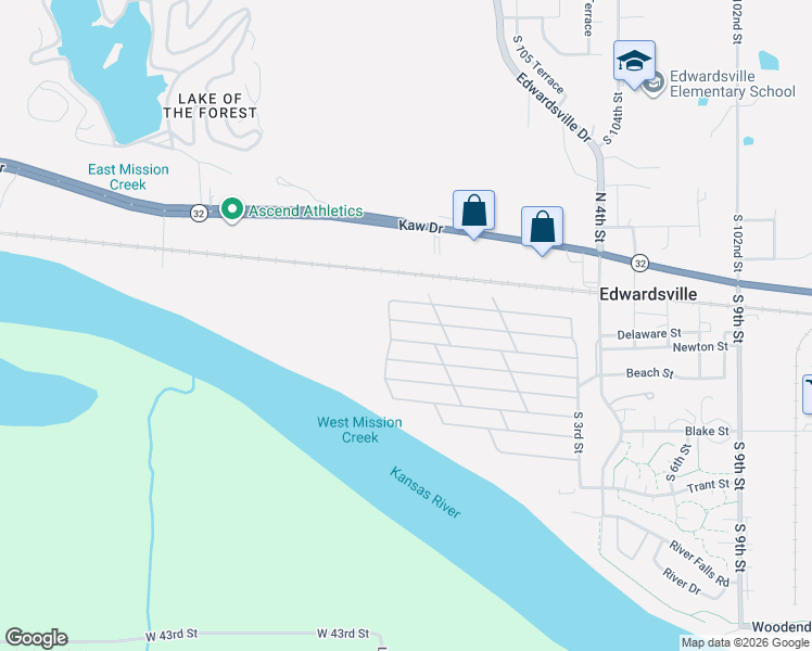 map of restaurants, bars, coffee shops, grocery stores, and more near 30 Delaware Street in Edwardsville