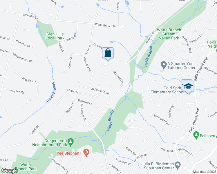 map of restaurants, bars, coffee shops, grocery stores, and more near 9708 Delamere Court in Rockville