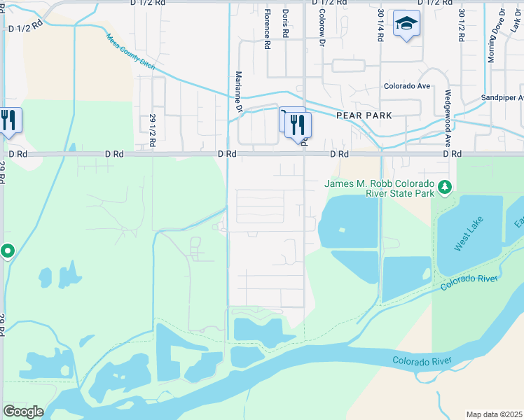 map of restaurants, bars, coffee shops, grocery stores, and more near 2983-2985 Globe Willow Avenue in Grand Junction