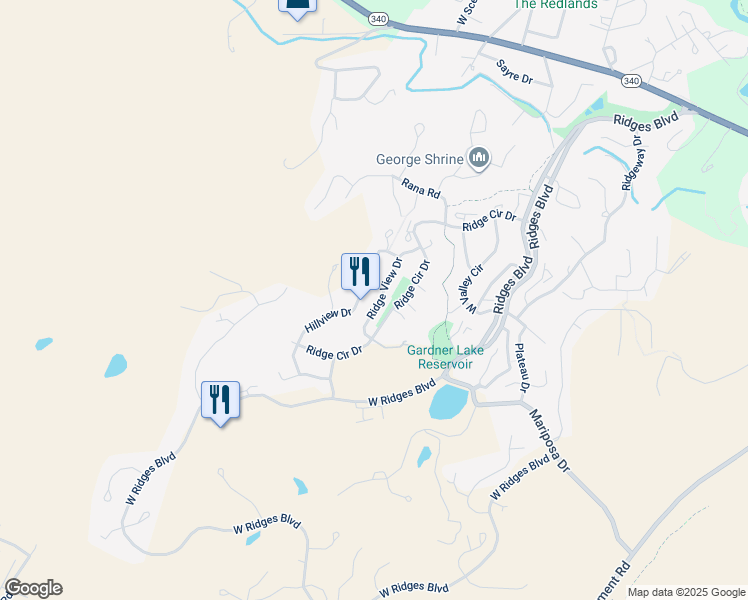 map of restaurants, bars, coffee shops, grocery stores, and more near 380A Ridge View Drive in Grand Junction