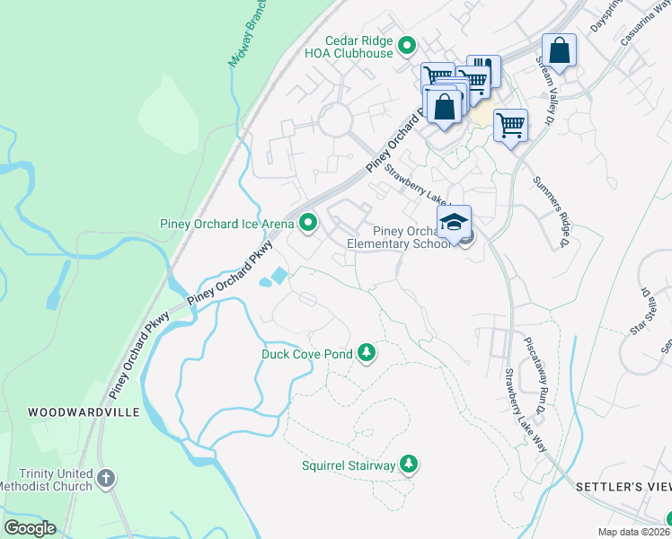 map of restaurants, bars, coffee shops, grocery stores, and more near 8704 Natures Trail Court in Odenton