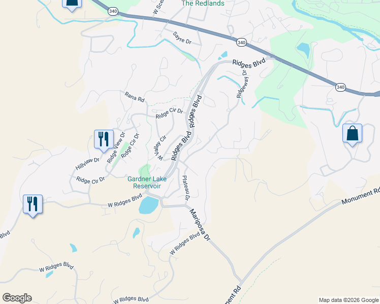 map of restaurants, bars, coffee shops, grocery stores, and more near 377A Ridgeway Drive in Grand Junction