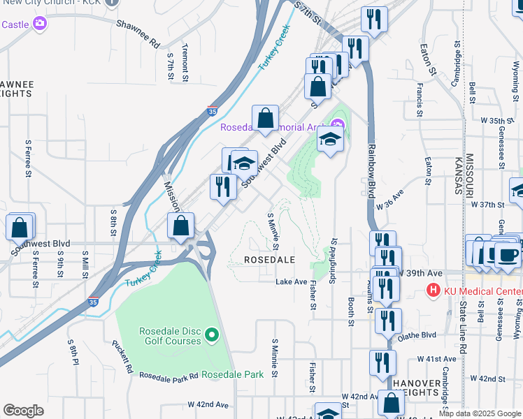 map of restaurants, bars, coffee shops, grocery stores, and more near 1040 Summit Street in Kansas City