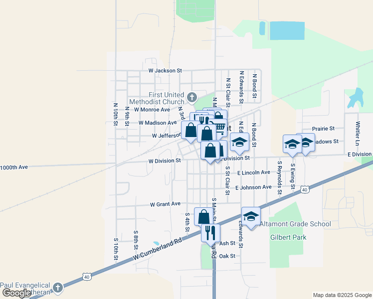 map of restaurants, bars, coffee shops, grocery stores, and more near 211 West Washington Avenue in Altamont