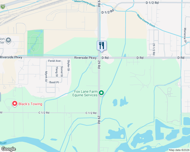 map of restaurants, bars, coffee shops, grocery stores, and more near 2892 Florida St in Grand Junction