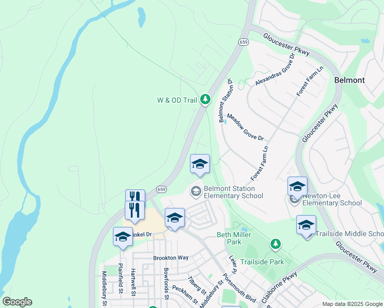 map of restaurants, bars, coffee shops, grocery stores, and more near 20101 Old Line Terrace in Ashburn
